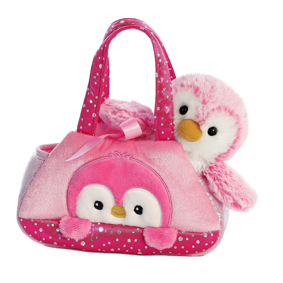 Aurora Fancy Pals PomPom Penguin Pink Carrier 7 inch Plush Stuffed Animal Toy