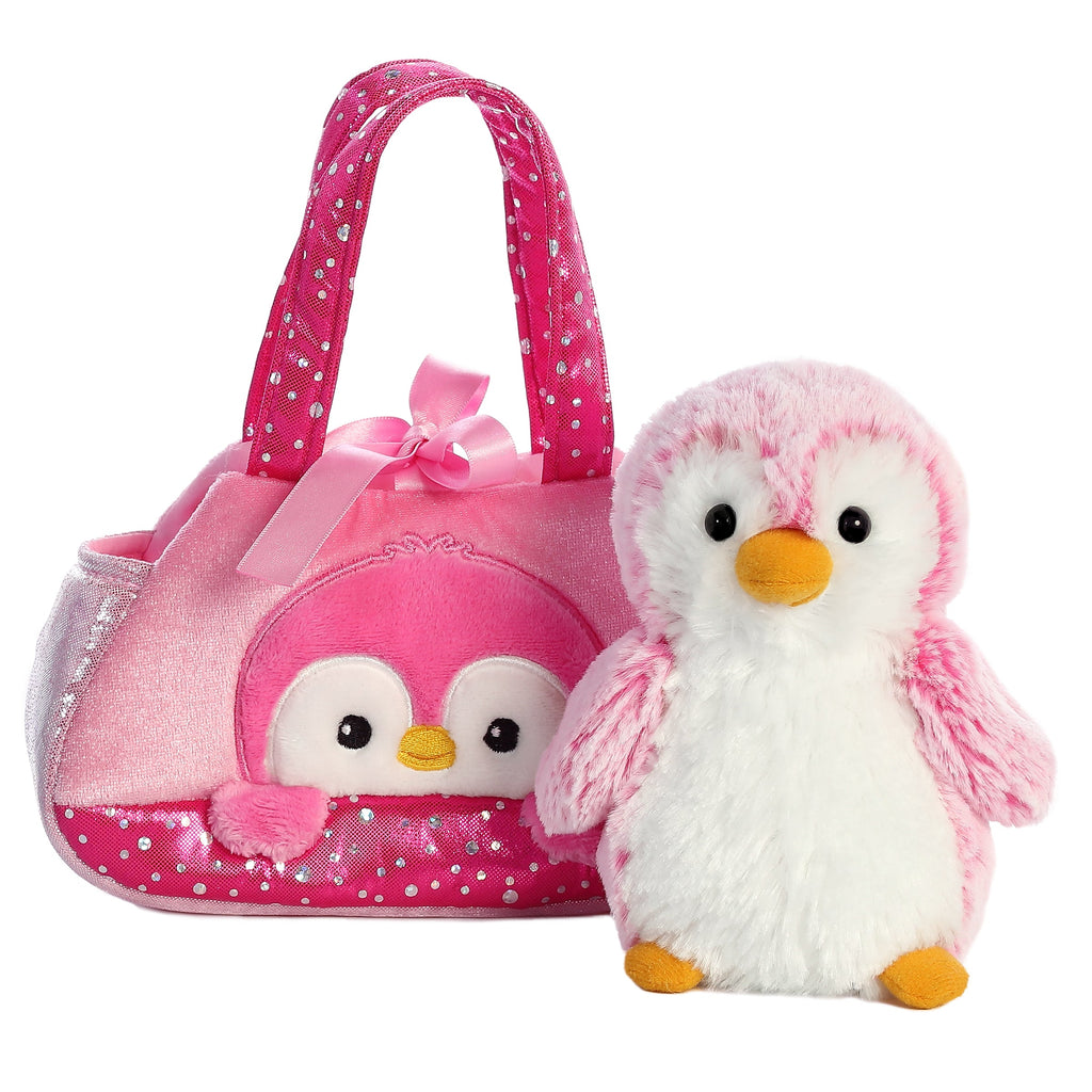 Aurora Fancy Pals PomPom Penguin Pink Carrier 7 inch Plush Stuffed Animal Toy