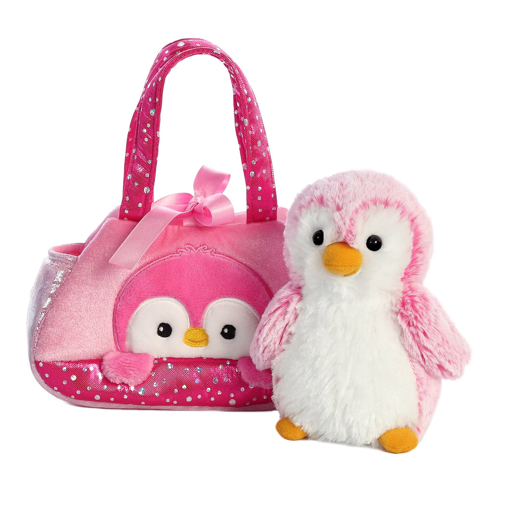 Aurora Fancy Pals PomPom Penguin Pink Carrier 7 inch Plush Stuffed Animal Toy