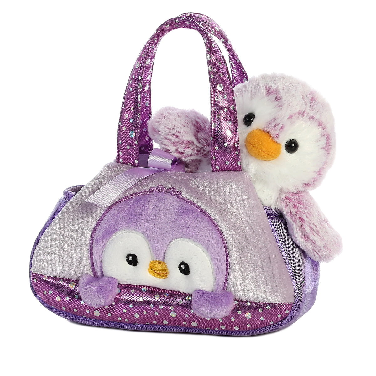 Aurora PomPom Penguin Purple Carrier 7 inch Plush Stuffed Animal Toy