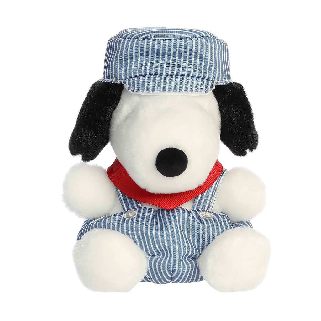 Aurora Palm Pals Train Engineer Snoopy 5 inch Plush Stuffed Animal Toy
