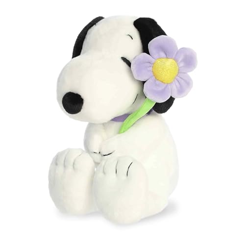 Aurora Adorable Peanuts Snoopy Stuffed Animal - Officially Licensed Toys For All Snoopy Fans - Seasonal Plush For The Spring Season - Purple Flower 9 Inches