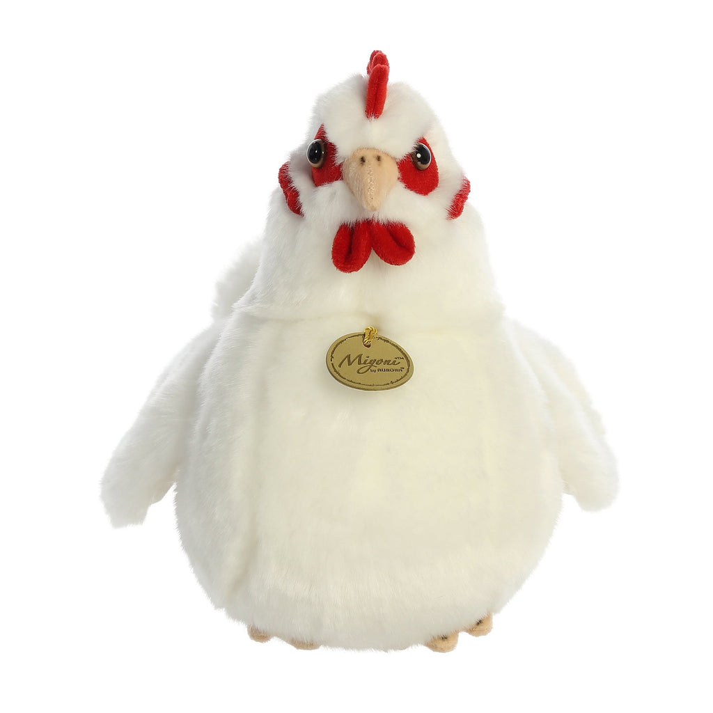 Aurora Realistic Miyoni White Hen Plush Stuffed Animal Toy 9" #26421