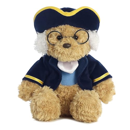 Aurora® Snuggly Ben Franklin Bear Stuffed Animal - Comforting Companions for Imaginative Play - Perfect for Kids, Adults, Birthdays, and Anniversaries - Brown 8.5 Inches