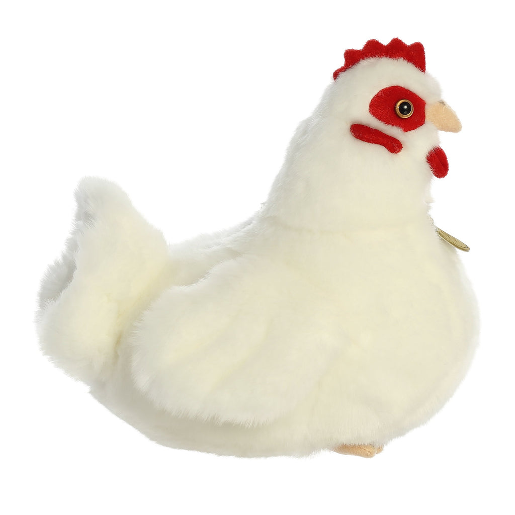 Aurora Realistic Miyoni White Hen Plush Stuffed Animal Toy 9" #26421