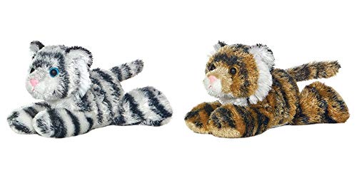 Aurora Bundle of 2 Plush Animals - 8" Tanya Tiger and Shazam White Tiger