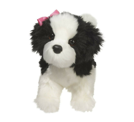 Douglas Cuddle Toys Poofy Black White Shih-tzu Dog #1716 Stuffed Animal Toy